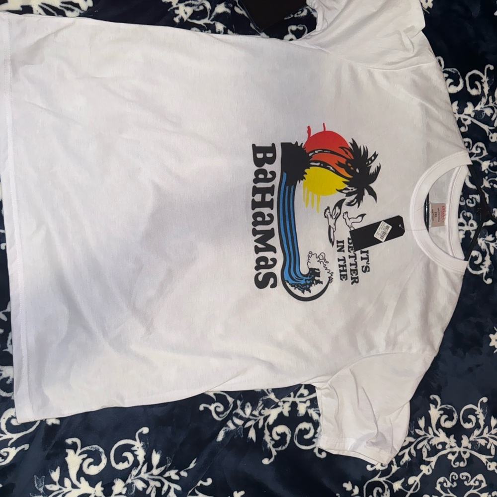 Legacy White Bahamas Graphic Tee with Sunset Print